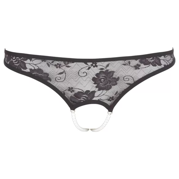 Cottelli - String ouvert avec perles - dentelle noire