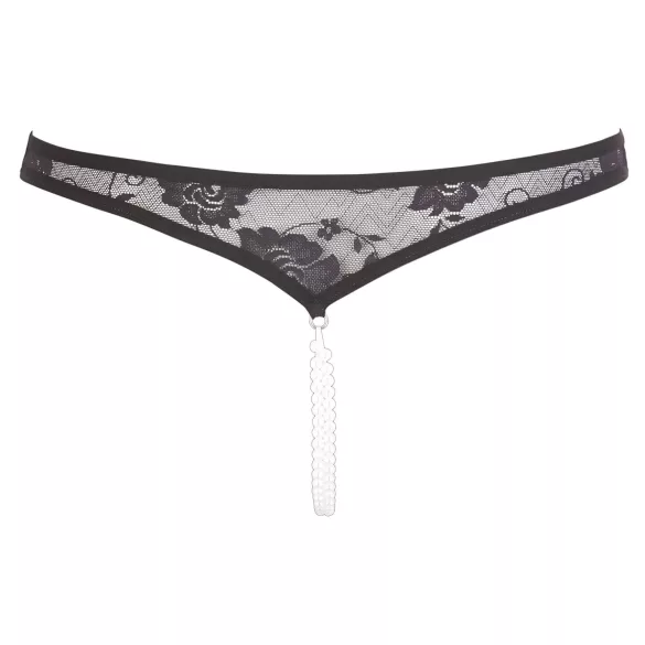 Cottelli - String ouvert avec perles - dentelle noire