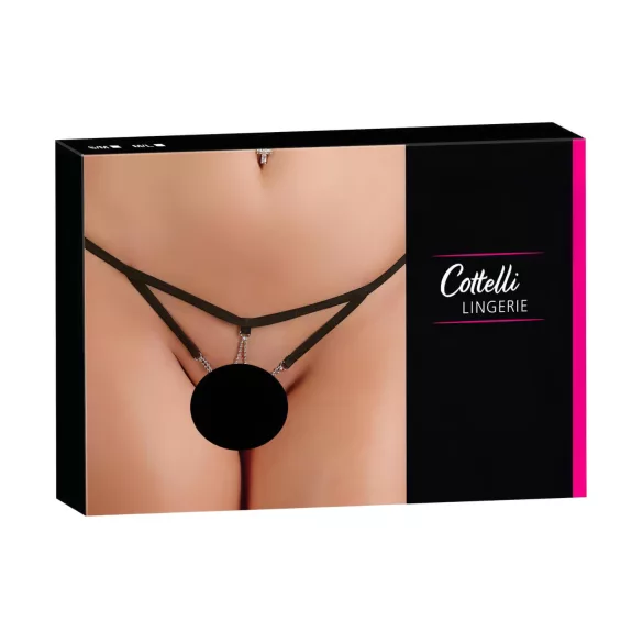 Cottelli - string ouvert femme avec strass - noir