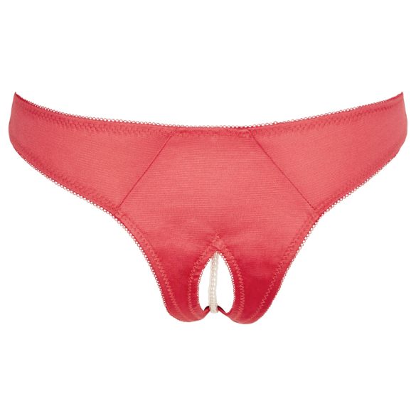 Cottelli - culotte ouverte perlée femme - motif fleuri - rouge