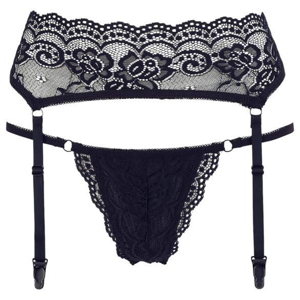 Cottelli - porte-jarretelles en dentelle et string - noir - M