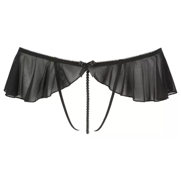 Cottelli - string ouvert perlé avec volants - noir - L