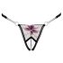 Cottelli - string femme brodé luxe - noir et blanc - motif lys