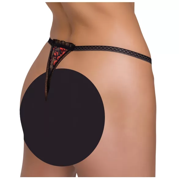 Cottelli - string perlé luxueux à motif rose - noir - M/L