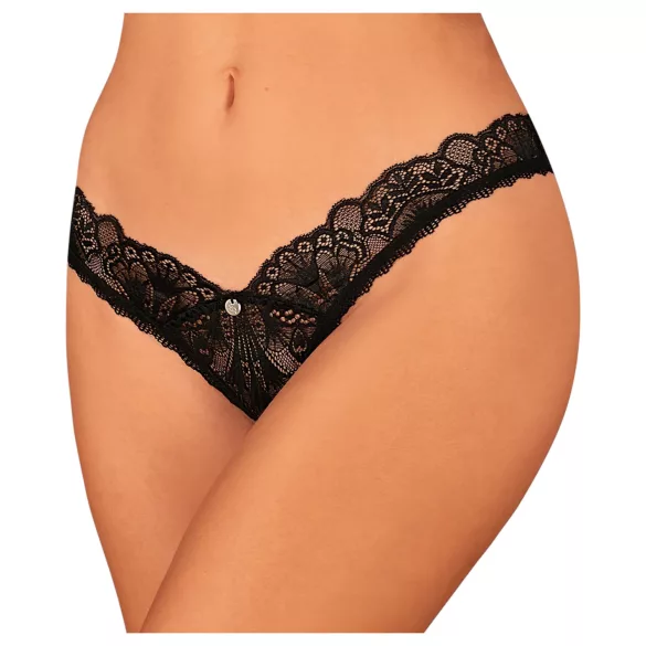 Obsessive - string ouvert dentelle - noir