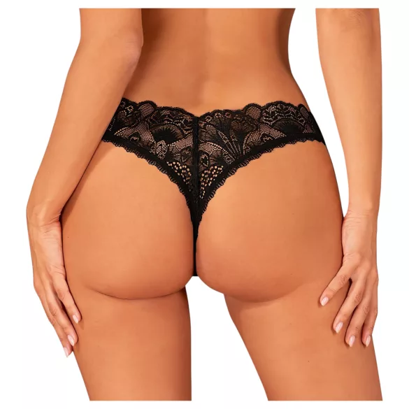 Obsessive - string ouvert dentelle - noir - XL/XXL