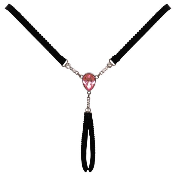 Cottelli - string ouvert avec bijou brillant - noir (S-L)