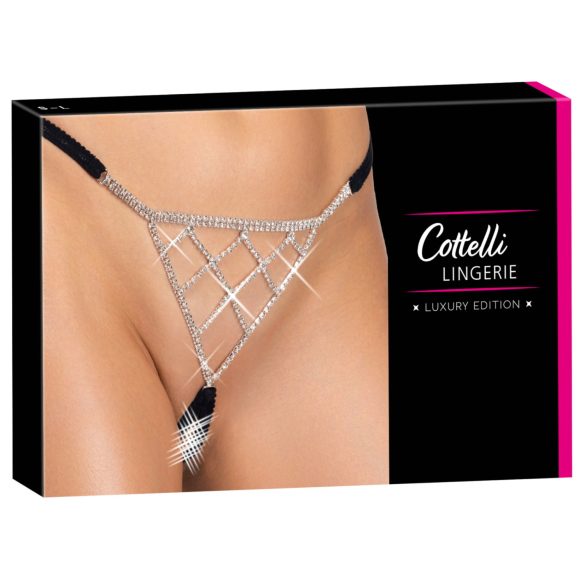 Cottelli - string tanga ouvert - ornement argenté - noir (S-L)