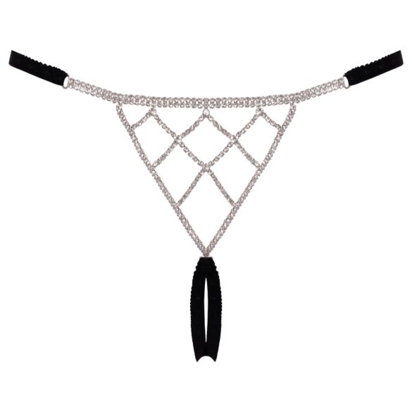 Cottelli - string tanga ouvert - ornement argenté - noir (S-L)