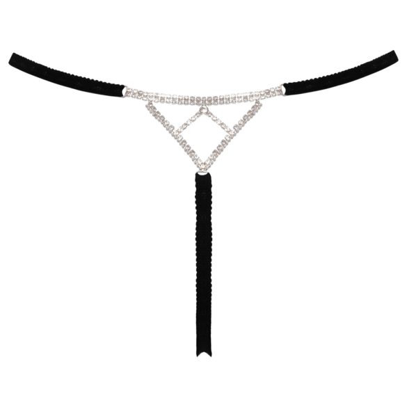 Cottelli - string tanga ouvert - ornement argenté - noir (S-L)