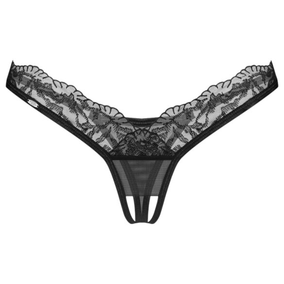 Obsessive - string femme transparent dentelle - noir