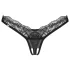 Obsessive - string femme transparent dentelle - noir - L/XL