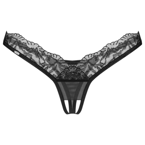 Obsessive - string femme transparent dentelle - noir - 2XL/3XL