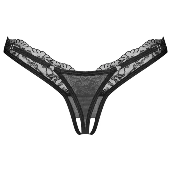 Obsessive - string femme transparent dentelle - noir - 2XL/3XL