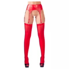   NO:XQSE - ensemble lingerie porte-jarretelles brillant - rouge