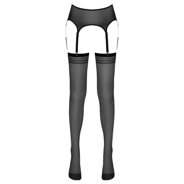 NO:XQSE - bas jarretière rayé - noir - L/XL
