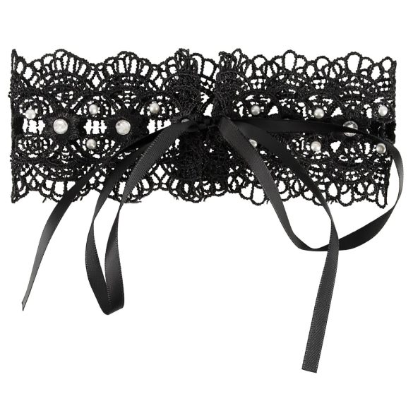 Cottelli - Collier en dentelle noire avec perles et strass