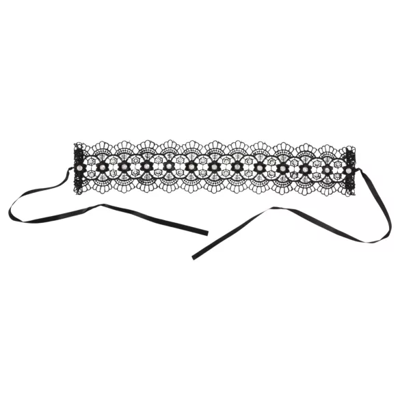 Cottelli - Collier en dentelle noire avec perles et strass