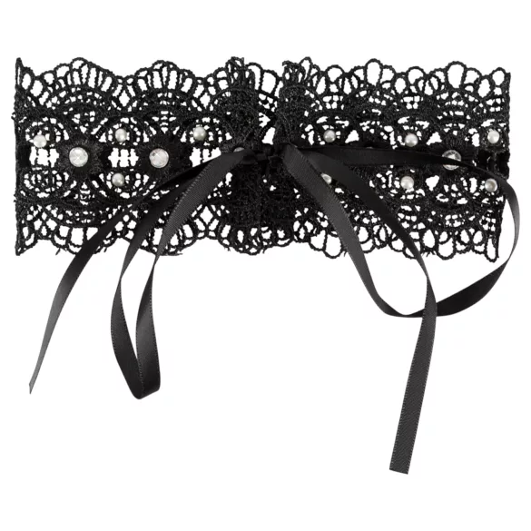 Cottelli - Collier en dentelle noire avec perles et strass