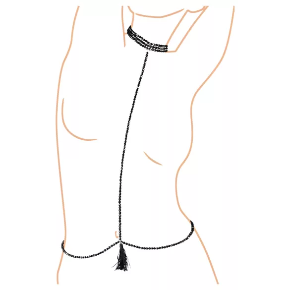 Cottelli - Harnais corps orné de perles avec collier - noir