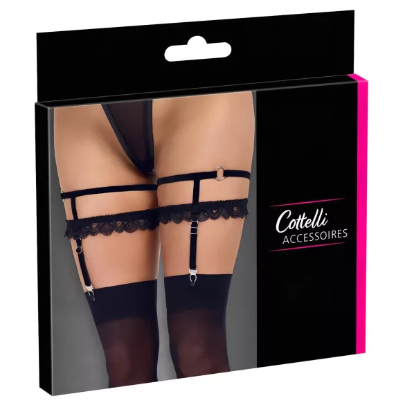 Cottelli - jarretière décorative - noir - L/XL