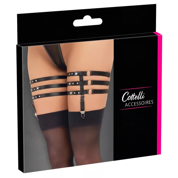 Cottelli - porte-jarretelles effet cuir - noir - L/XL