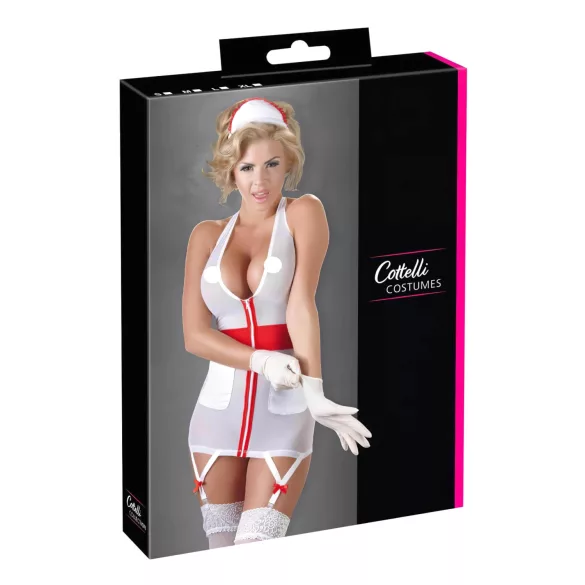 Cottelli - Costume infirmière sexy avec porte-jarretelles - blanc - XL