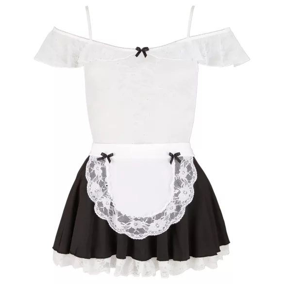 Cottelli - déguisement soubrette sexy - dentelle - blanc - L