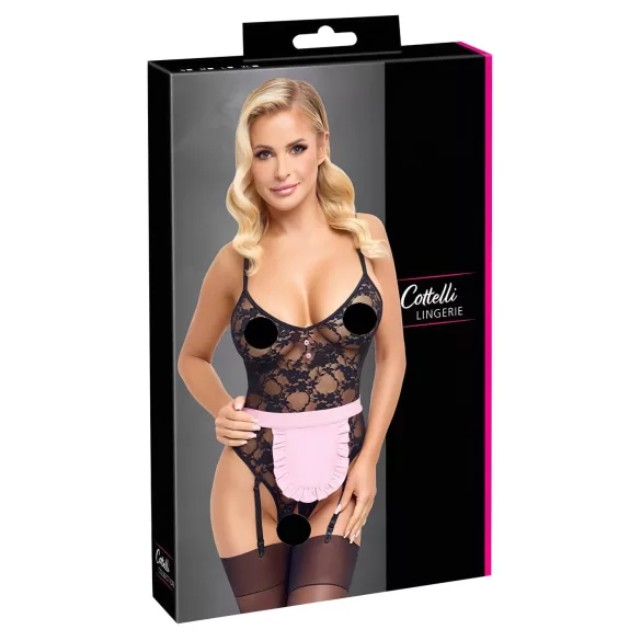 Cottelli - déguisement soubrette transparent - noir rose - L