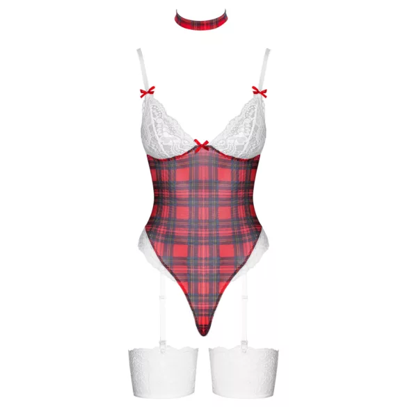 Cottelli - body ensemble femme carreaux - rouge