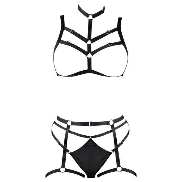 Cottelli - harnais corporel lingerie 3 pièces - noir (S-L)