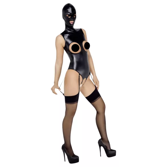 Bad Kitty - body ouvert haut/bas et masque oral - noir