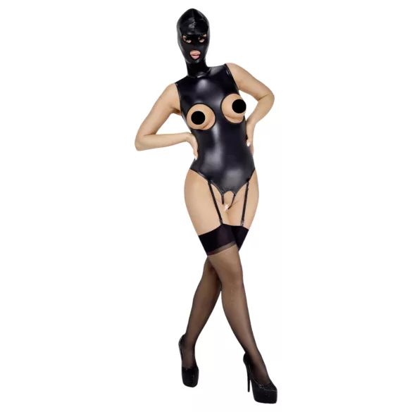 Bad Kitty - body ouvert haut/bas et masque oral - noir - L