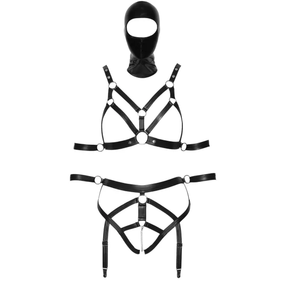 Bad Kitty - harnais corps et masque - noir - L