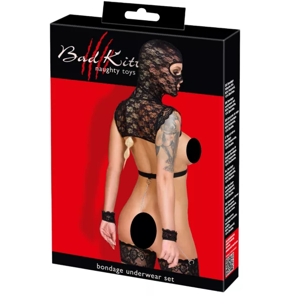 Bad Kitty - ensemble BDSM en dentelle (noir) - M