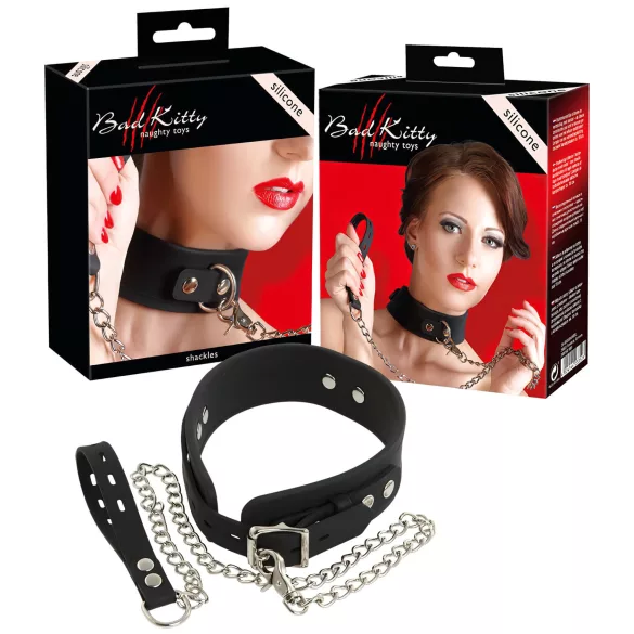 Bad Kitty - collier et laisse en silicone - noir