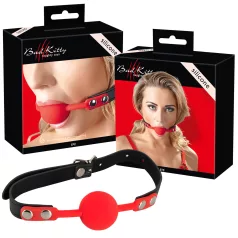   Bad Kitty - bâillon boule silicone - sangle simili cuir rouge