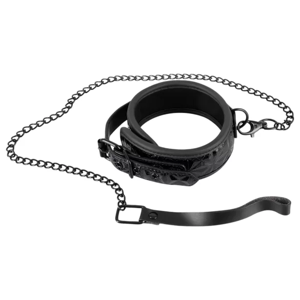 Bad Kitty - collier et laisse avec motif pierres précieuses - noir