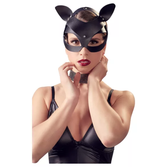 Bad Kitty - masque chat simili cuir strass - noir (S-L)