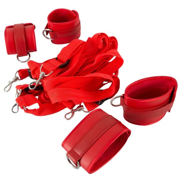 Bad Kitty - kit bondage lit avec attaches velcro - simili cuir rouge