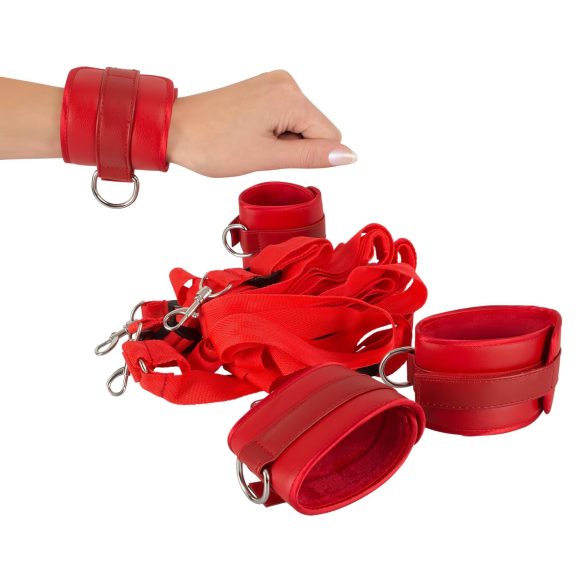 Bad Kitty - kit bondage lit avec attaches velcro - simili cuir rouge