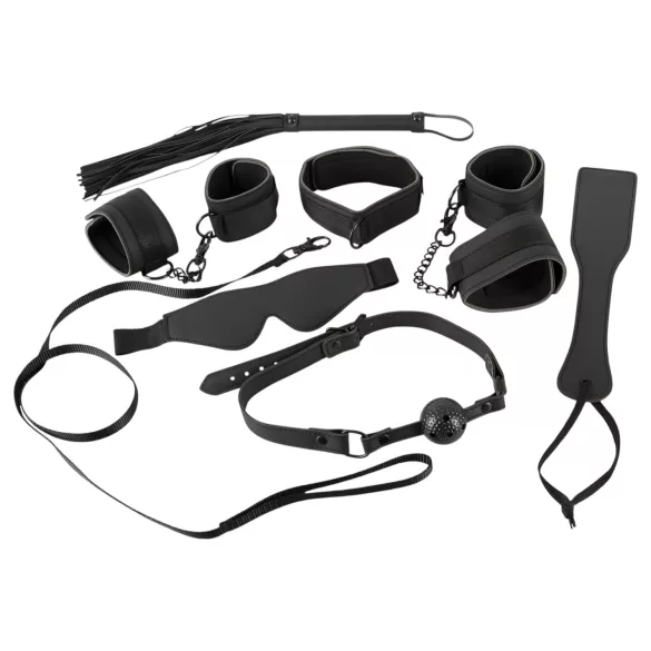 Bad Kitty - set de bondage simili cuir à scratch 8 pièces - noir