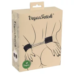   Vegan Fetish - menottes poignet avec chaîne courte - simili cuir noir