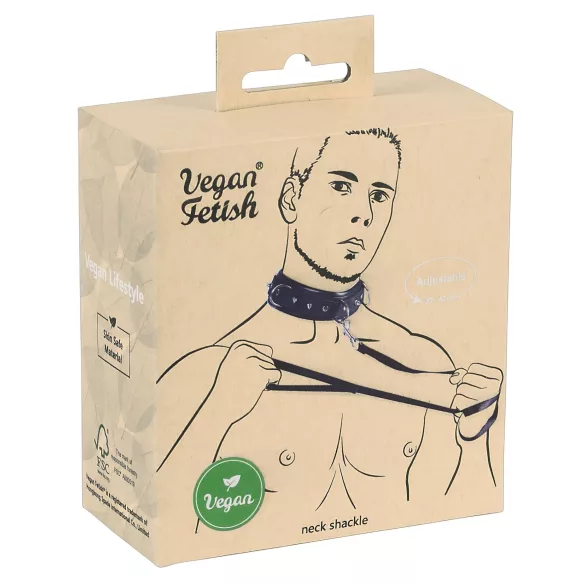 Vegan Fetish - collier à clous avec laisse - simili cuir noir