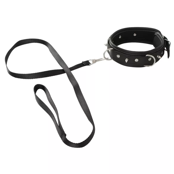 Vegan Fetish - collier à clous avec laisse - simili cuir noir