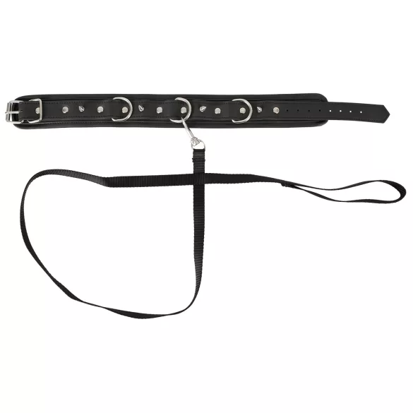 Vegan Fetish - collier à clous avec laisse - simili cuir noir