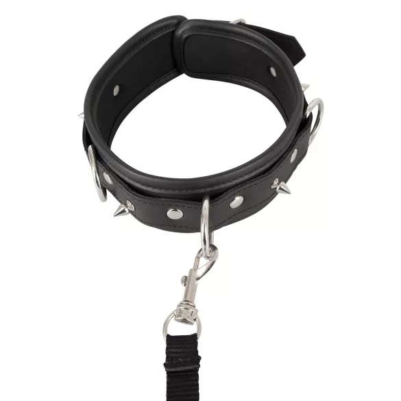 Vegan Fetish - collier à clous avec laisse - simili cuir noir