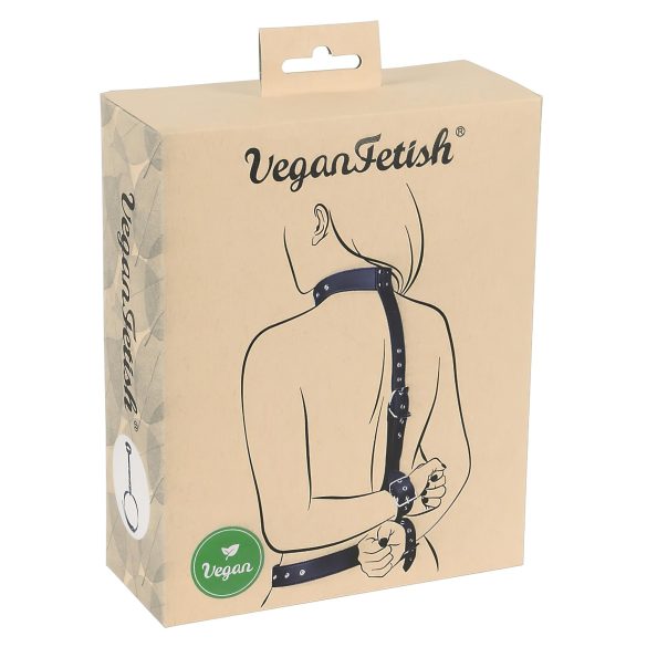 Vegan Fetish - menottes poignets dos - simili cuir noir