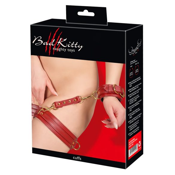 Bad Kitty - menottes attachées aux cuisses - set de contraintes - rouge