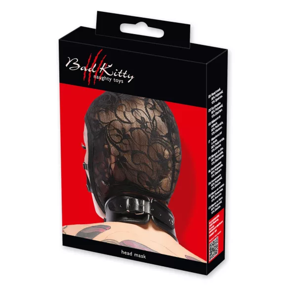 Bad Kitty - masque facial en dentelle avec sangles (noir)